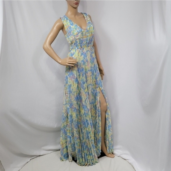𝅺Laundry By Shelli Segal Tie Dye Pleated Maxi Dress